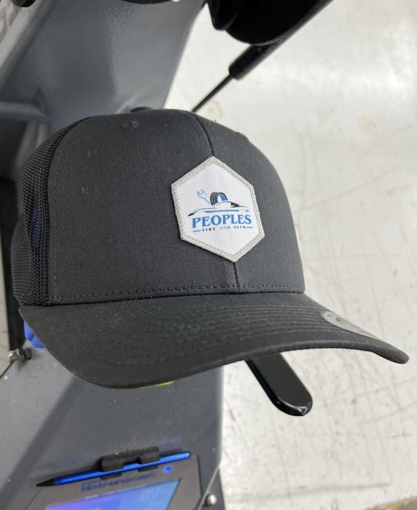 embroidered patch on a hat